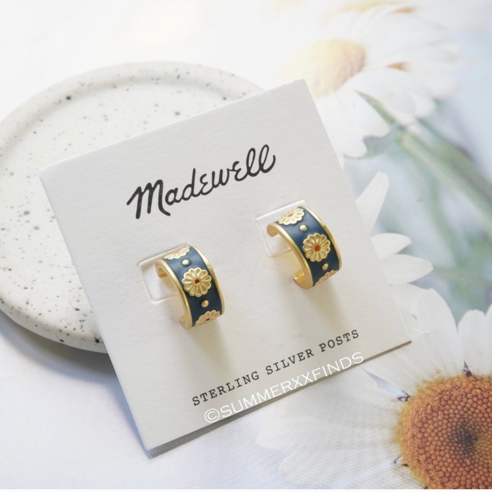 Madewell Daisy Delight Enamel Small Hoop Earrings